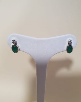 Pendiente oro blanco y esmeralda