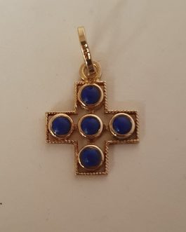 Cruz de oro con lapislazuli