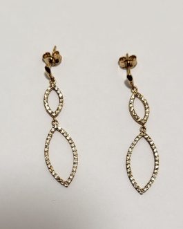 Pendientes largos de oro y circonitas