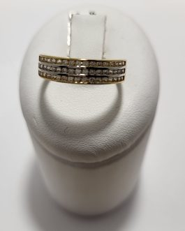 Sortija en oro bicolor con circonitas