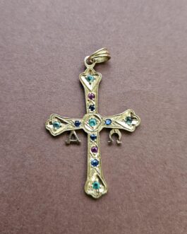 Cruz de Asturias mediana con esmeraldas, zafiros, rubíes y circonitas