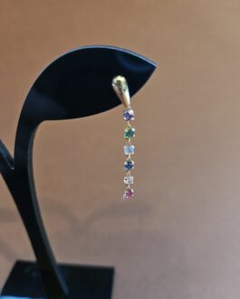 Pendientes en oro largos con circonitas de colores
