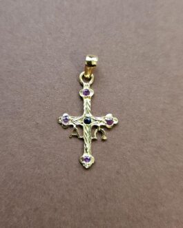 Cruz de Asturias pequeña con rubíes y zafiro