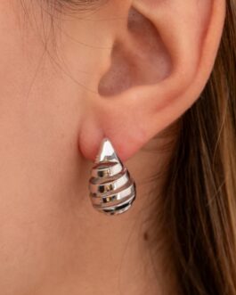 Pendientes plata gota rayada