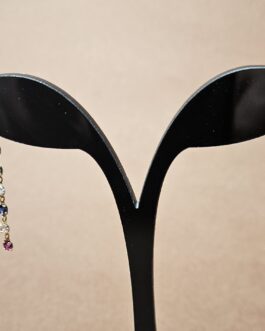 Pendientes en oro largos con circonitas de colores