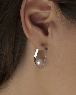 Pendientes de plata diseño cuadrado con perla