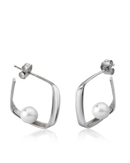 Pendientes de plata diseño cuadrado con perla