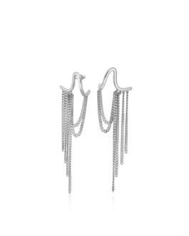 Pendientes trepadores en plata largos