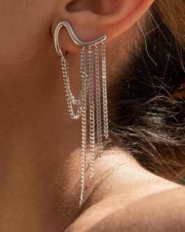 Pendientes trepadores en plata largos