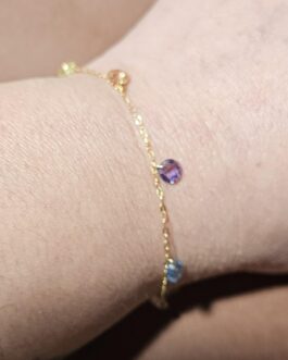 Pulsera de oro con circonitas de colores