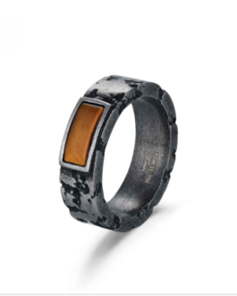 Anillo de acero con ojo de tigre de Mr Jewel