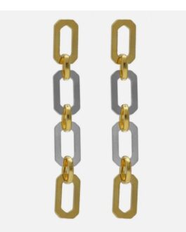 Pendientes largos de eslabones bicolor de Victoria Cruz