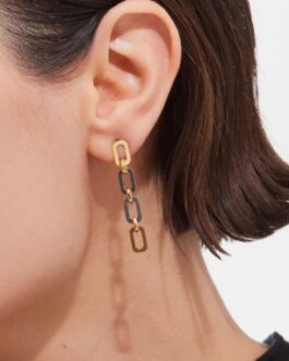 Pendientes largos de eslabones bicolor de Victoria Cruz