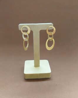 Pendientes largos con 3 círculos de plata chapada en oro