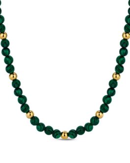 Collar de acero con malaquitas