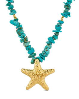 Collar de acero con turquesa y estrella de mar de Rocío Martín