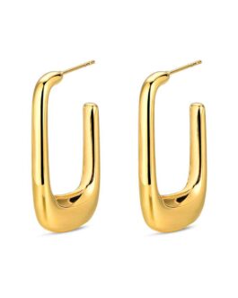 Pendientes de acero chapado en oro tipo aro rectangular de Lucía Martín