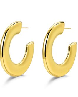 Pendientes de acero tipo aro chapados en oro de 18 kt de Lucía Martín