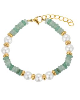 Pulsera de acero con piedras semipreciosas y perlas de Rocío Martín