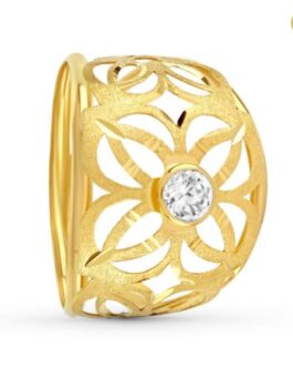 Anillo tallado en oro con una circonita