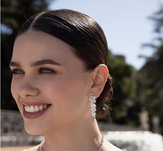 Pendientes de novia largos con circonitas de Lineargent - Imagen 2
