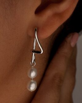 Pendientes de plata con perla de Lineargent