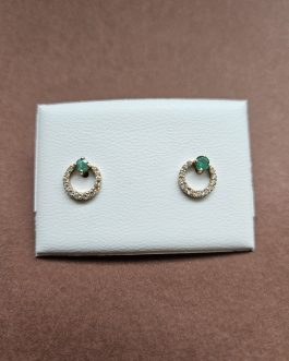 Pendientes de oro con esmeralda y circonitas