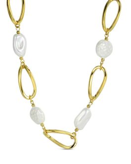 Collar de acero chapado en oro con perlas de Rocío Martín