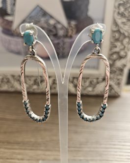 Pendientes de plata largos de Top Silver con turquesas