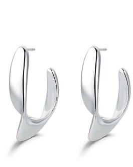Pendientes de acero baño en platino tipo aro de Rocío Martín