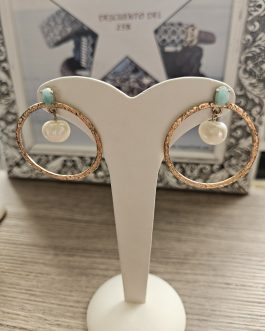 Pendientes de plata chapada de Top Silver con perla y amazonita