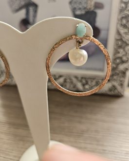 Pendientes de plata chapada de Top Silver con perla y amazonita