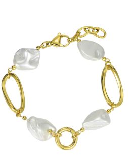 Pulsera de acero chapada en oro con perlas de Rocío Martín